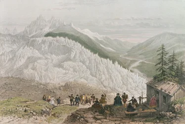 Le glacier et la vallée de Chamonix, gravé par Adolphe Bayot (1810-66) milieu du 19e siècle